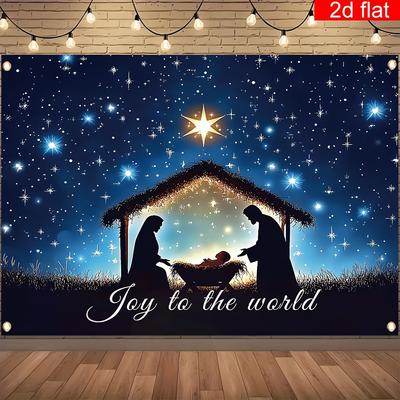 Merry Christmas Blue Starry Sky Scene Decoration Background Winter Photography Backdrop Decorations For Photo Studio Photo Booth Christams Party