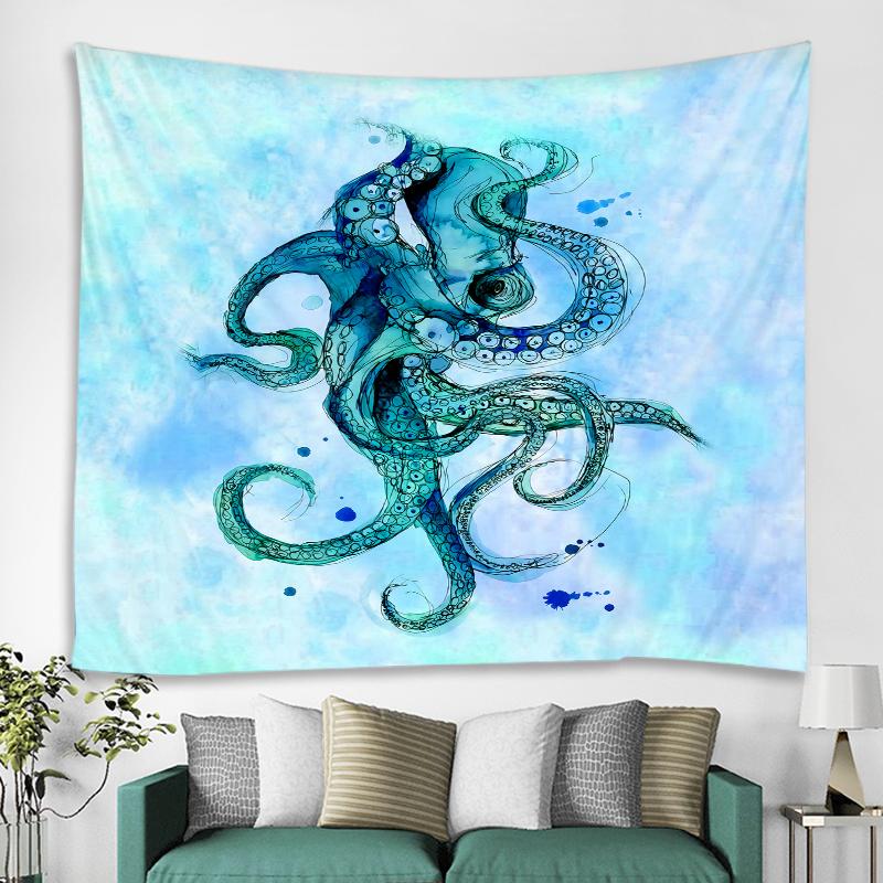 Unterwasser-Tierkunst, Oktopus, Oktopus-Muster, Wandteppich, Hippie-Wandbehang, Wandteppich, Wohnzimmer, Schlafzimmer, Dekoration