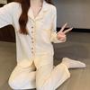 Cute Embroidered Cherry Bear Imitation Cotton Pajamas Women's Spring and Autumn Long-sleeved Trousers Milk Huhu Loungewear