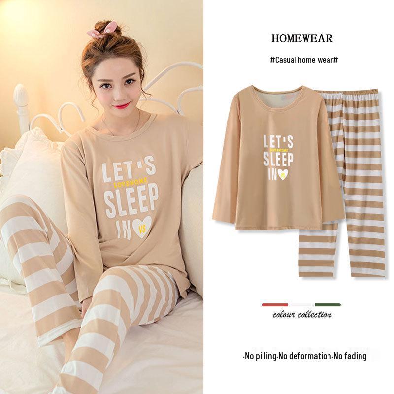 

Women s Cute Cartoon Long-Sleeve Pajamas Set for Autumn/Winter Holiday Home Wear M [150-158cm/65-85kg]