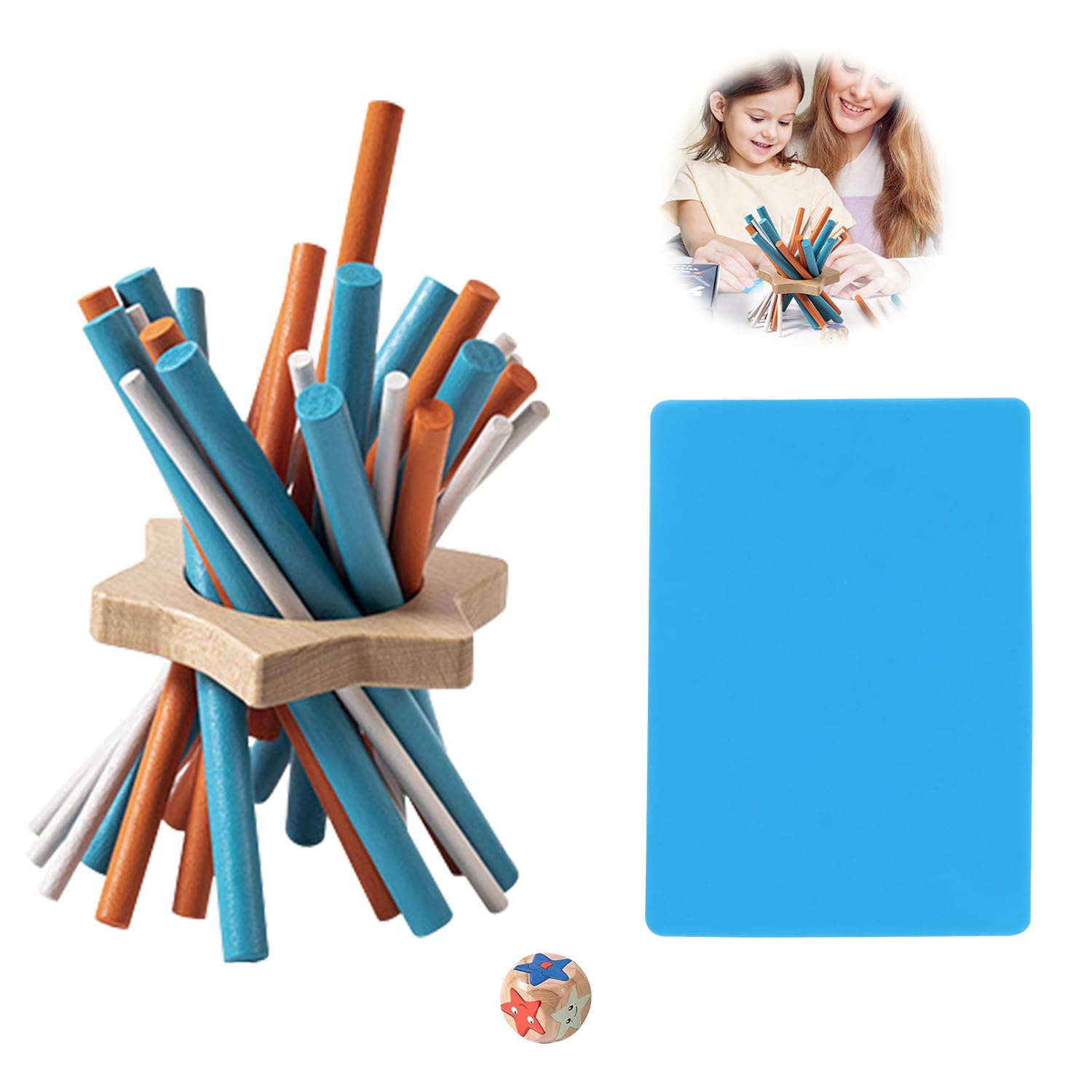 

TVETE Sticky Balance a wooden board game with a 3D colorful concentration domino and building blocks for fine motor skills training for kids and