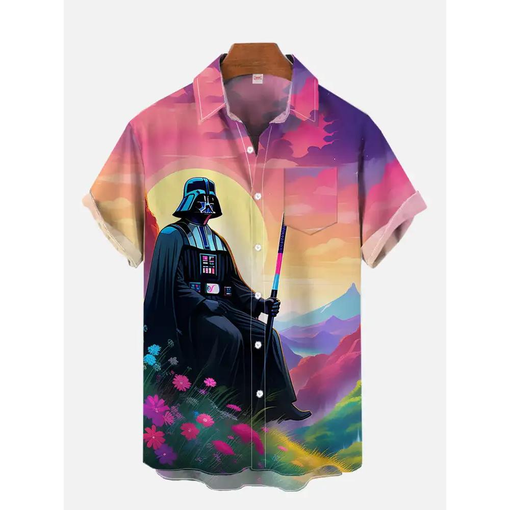 Disney Sommer Mode Anime Hemden Herren Hawaiianisches Kurzarmhemd Freizeit Jungen Kleidung Mädchen Teenager Hemden 2XL