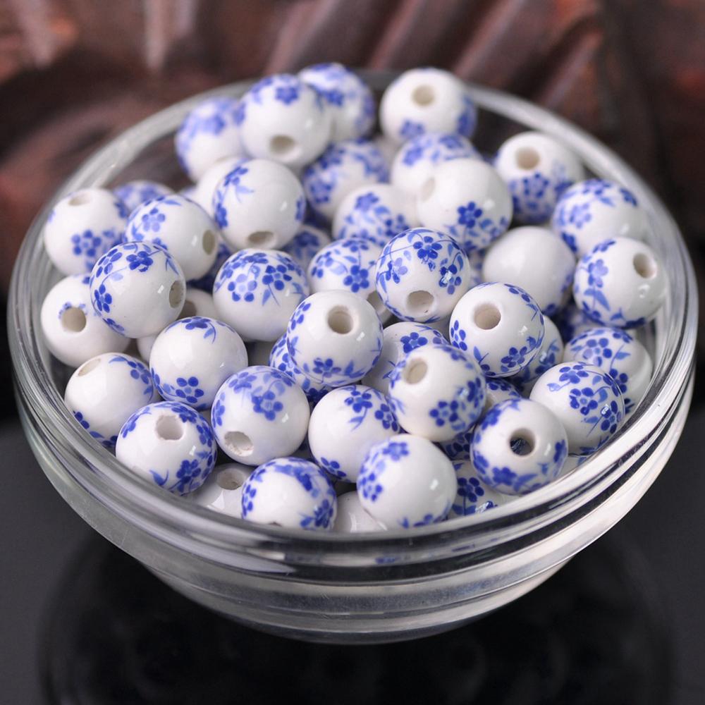 

20 шт. Круглые бусины-разделители из керамического фарфора с цветочными узорами, 10 мм, 12 мм, лот для DIY поделок, браслетов, аксессуары для изготовления ювелирных изделий 10mm-20pcs