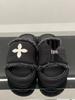 2024 High-Version SMF-K Fur Slippers: Thick-Soled Leather & Velvet Cross Design in Black/Gray