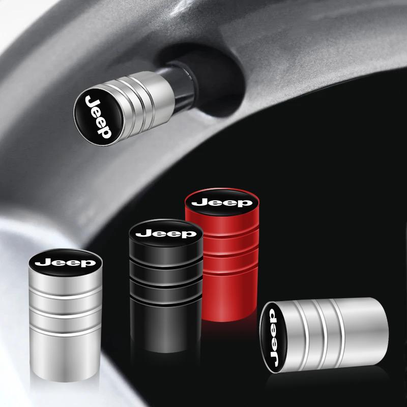 4 Pack 3D Metal Car Tire Wheel Valve Cap Air Valve Cover for Jeep JPB Renegade Wrangler jk Compass Grand Cherokee Gladiator AJQ1