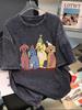Damen Sommer Retro Used Oversize Reines Baumwoll-Halbarm-T-Shirt
