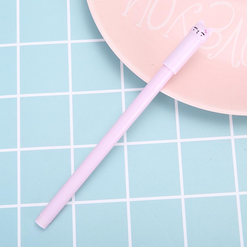 Korean Cute Kitten Wagging Tail Neutral Pen - 0.5mm Black Ink Student Stationery.