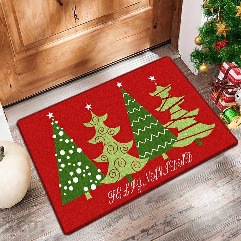 Christmas Themed Door Mat Festive Patterns Like Santa Claus Reindeer Sleigh Christmas Trees Gifts Non Slip Welcome Entrance Ru