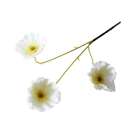 3 Heads Full Blooms Artificial Flower Real Touch Fake Silk Flower Branch with Long Stem for Home Kitchen Party Table Centerpiece