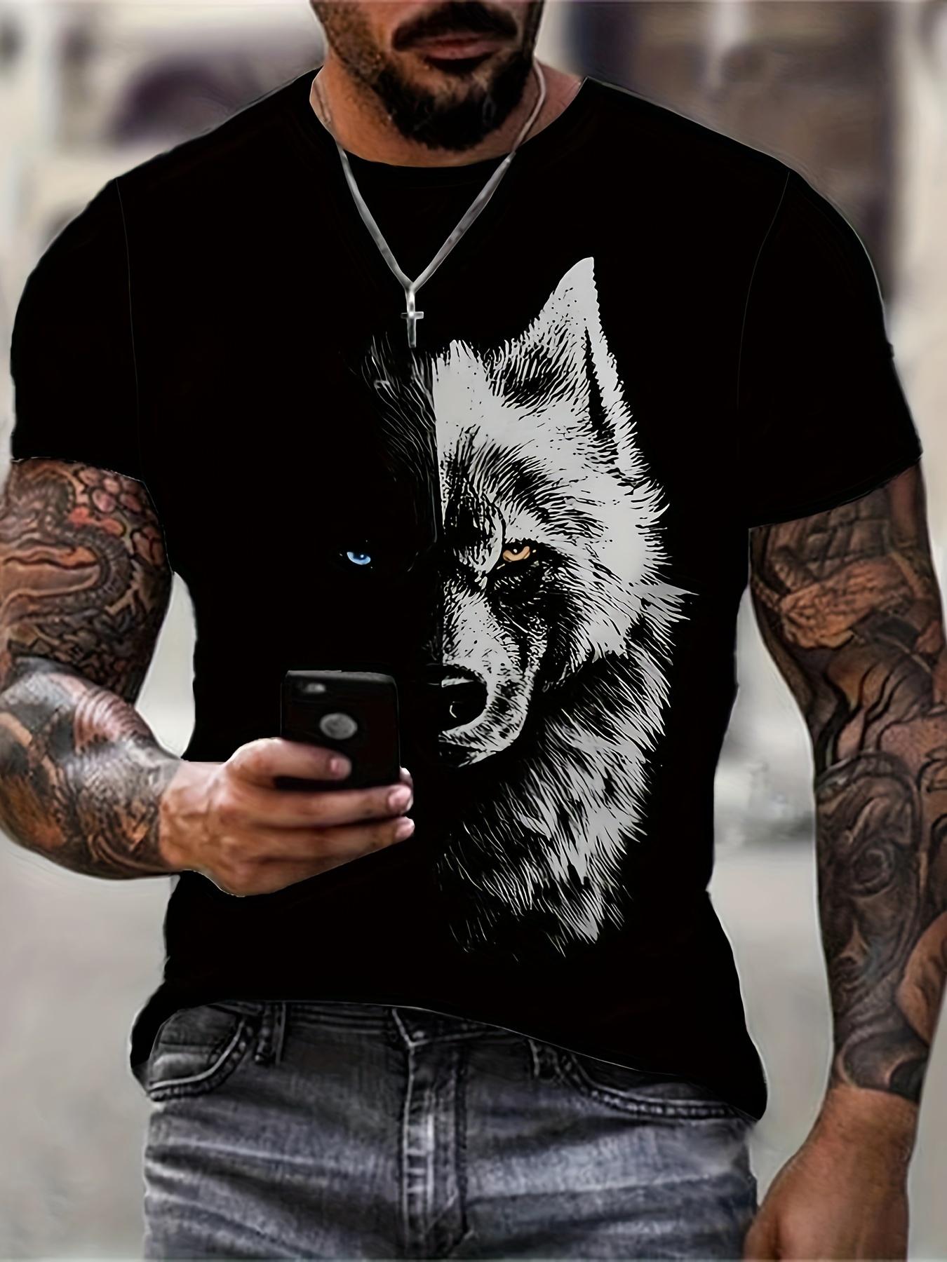 

Стильная футболка Wolf Creative 3D Print для мужчин, удобная и модная, с круглым вырезом и коротким рукавом, подходит для повседневной носки XXXXXL армия зеленый