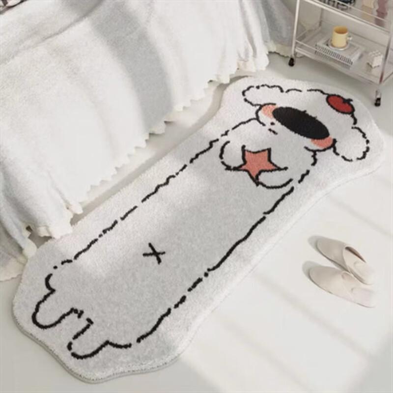 OEING Cat Paw Print Faux Cashmere Bedside Rug
