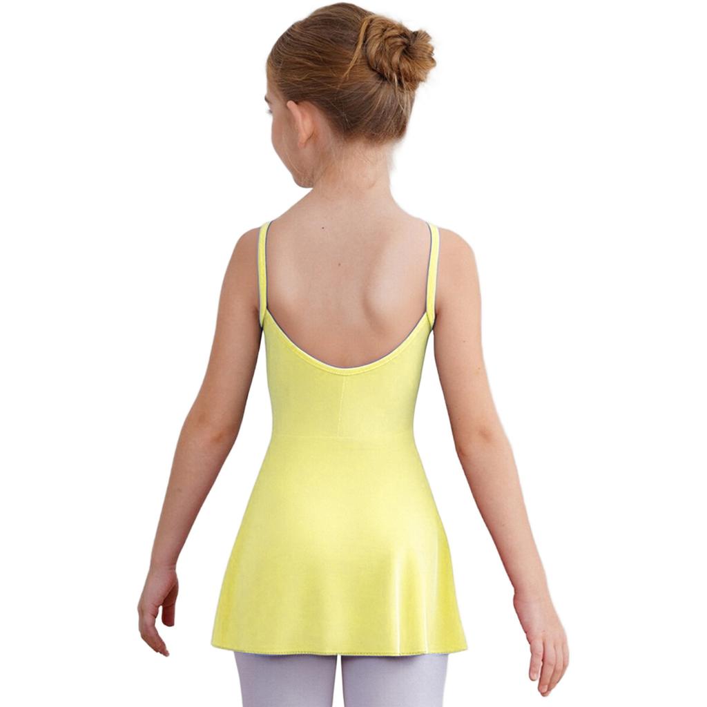 Girls Ballet Dance Dresses Front Ruched Sleeveless Backless Tulle Dress Warm-Up Practice Performance
