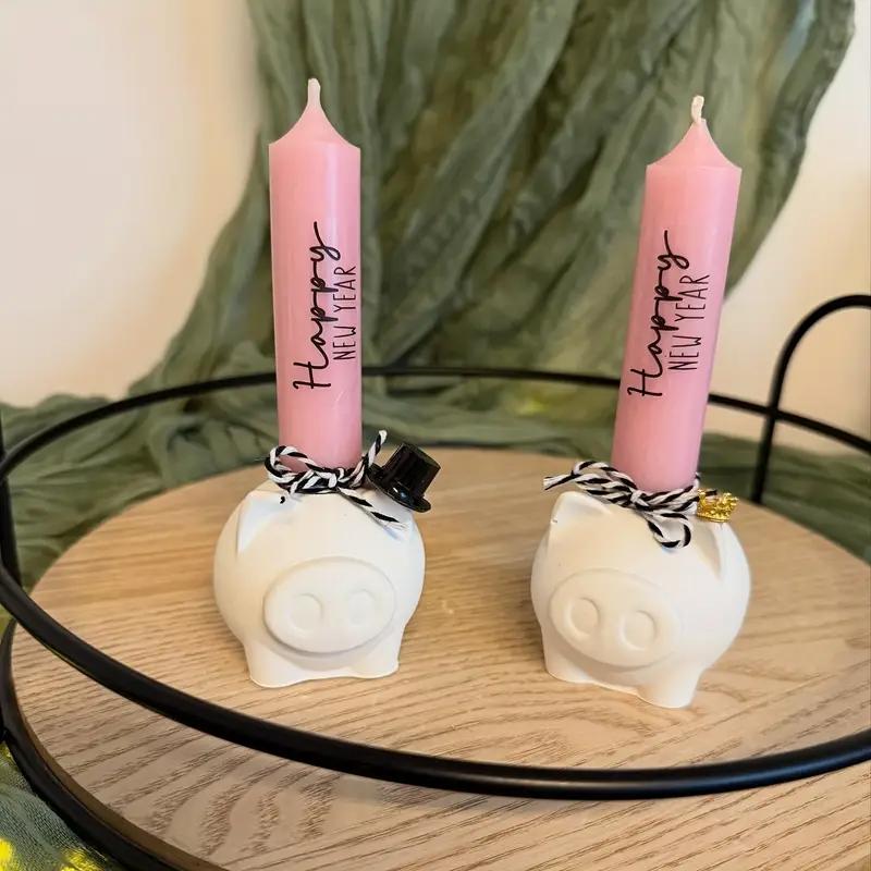 Piggy Candle Holder Mold Piggy Candle Holder Silicone Mold Creative DIY Candle Gypsum Cement Mold