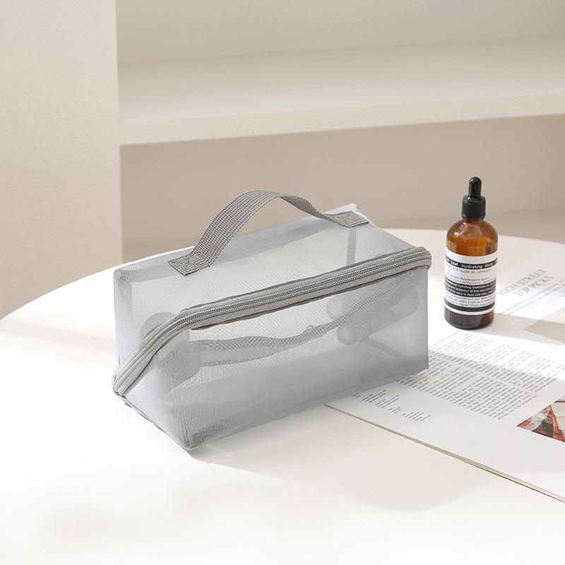 Large Capacity Transparent Mesh Makeup and Toiletry Bag for Travel