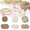 Round Handmade Woven Cotton Thread Jute Table Mat Cotton Braid Mug Cup Coaster Insulation Placemat Kitchen Home Table Decor Mats