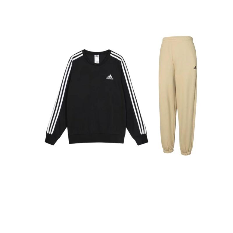 

Adidas Loose Fit Striped Design Long Sleeve Top And Comfortable Mid Waist Elastic Pants Casual Sports Set Unisex Sets IV7609+-GK9078