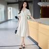 Women's Short Sleeve Lapel A-line Suit Dress