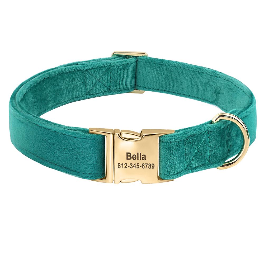 Personalized Velvet Dog Collar Super Soft Dogs ID Buckle Collars Engrave Name Pet Necklace Adjutable For Small Medium Large Dogs