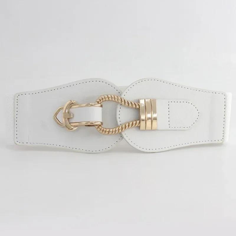 

Женский простой модный широкий пояс с эластичной винтажной пряжкой, кожаный пояс, пояс для платья, аксессуары, одежда, украшения, подарки 70cm чёрный