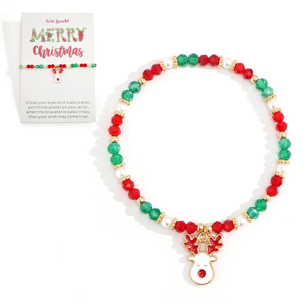 Christmas Crystal Beaded Bracelets with Santa and Snowman Charms - Holiday Gift Assortment