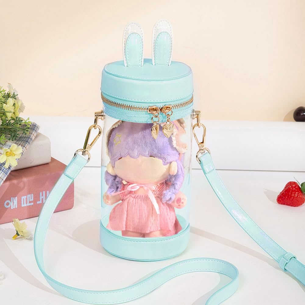 Ita Show Shoulder for for 20cm Stuffed Rabbit for Going Transparent Mini Cylindrical with Lid 20cm [YUYAKESHI] Bag, Bag, Bag, Events, Animals, Ears,