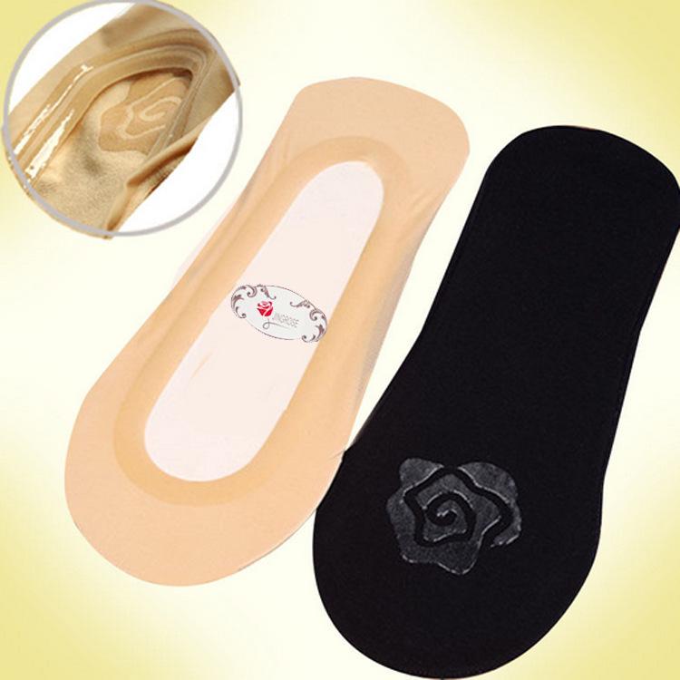 

Two-Layer Silicone Cotton Sole Invisible Boat Socks - Women s Seamless Ice Silk Anti-Slip Short Socks Bare socks (no packaging) чорний