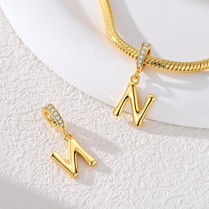 Copper Golden Letter N Charms Fit Original Bracelet Making Gift For Woman Jewelry Diy Fashion Pendant