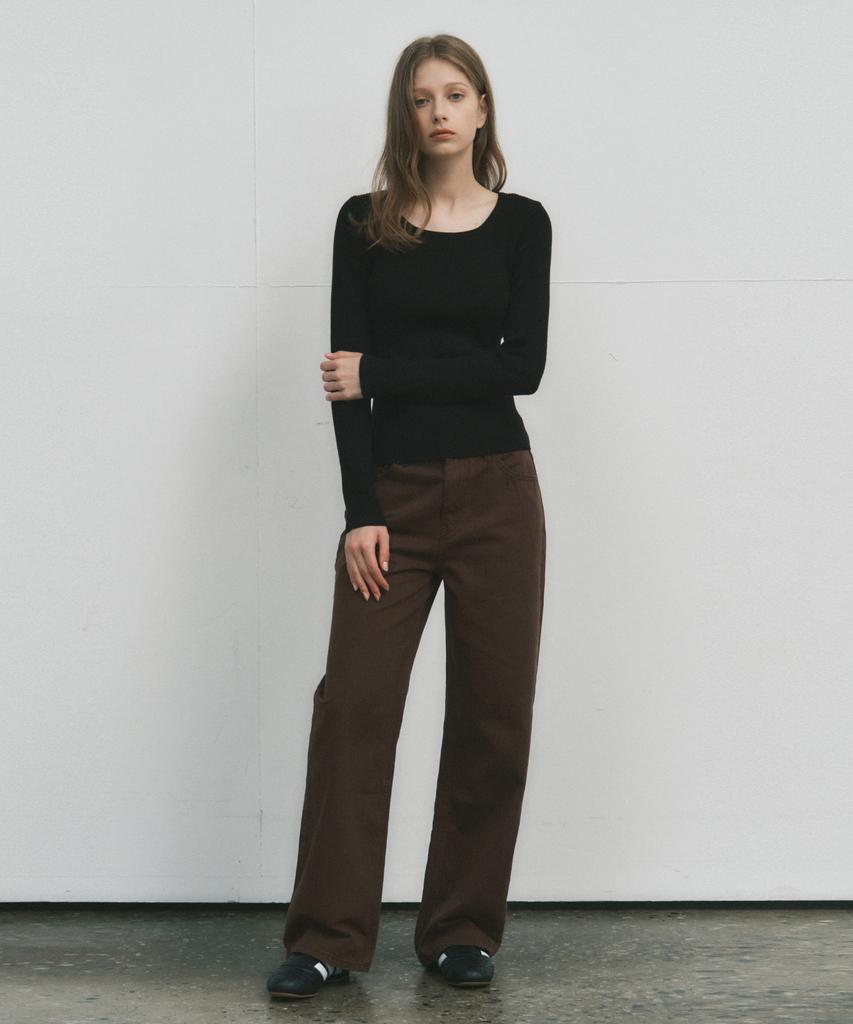 Wednesday Oasis For Woman W/Herringbone Pure Cotton Pants_Brown(W25-Pt24)