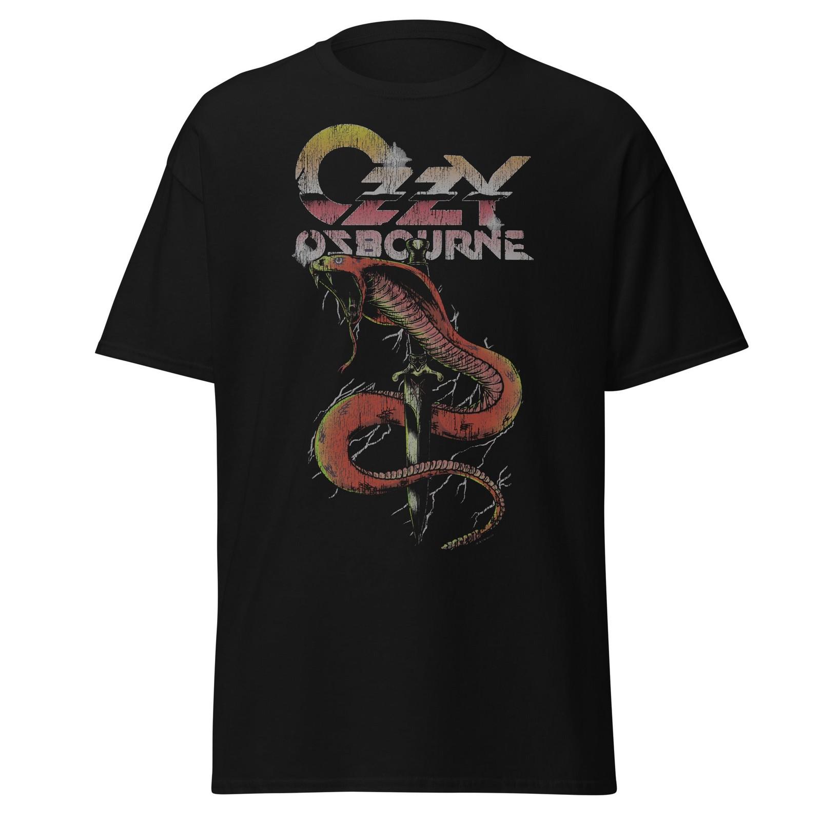 Stakes Ozzy Osbourne Snake Bite Jumbo Print T-Shirt T-Shirt Black New L