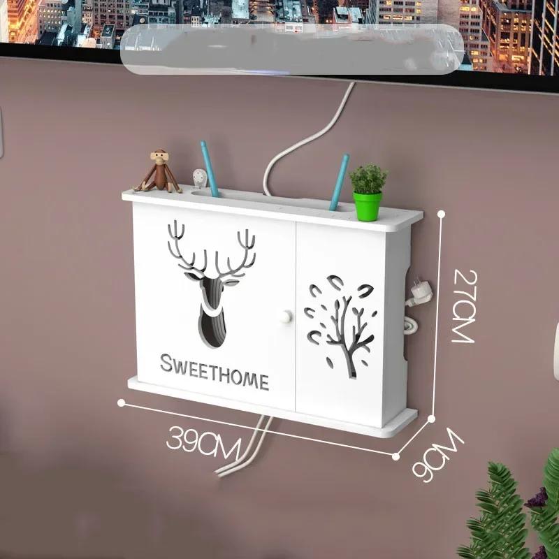 Mounted Storage Box Wall Wifi Router Rack Wall Hanging Plug Board Bracket Cable Organizer PVC Panel Shelf Home Decor Wireless