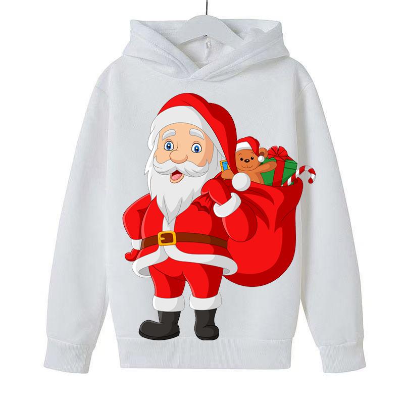 Comfortable Autumn Winter Sweatshirts Christmas Cartoon Fashion Santa Claus Printed Clothes Children's Clothing Boys Girls Hoodies
