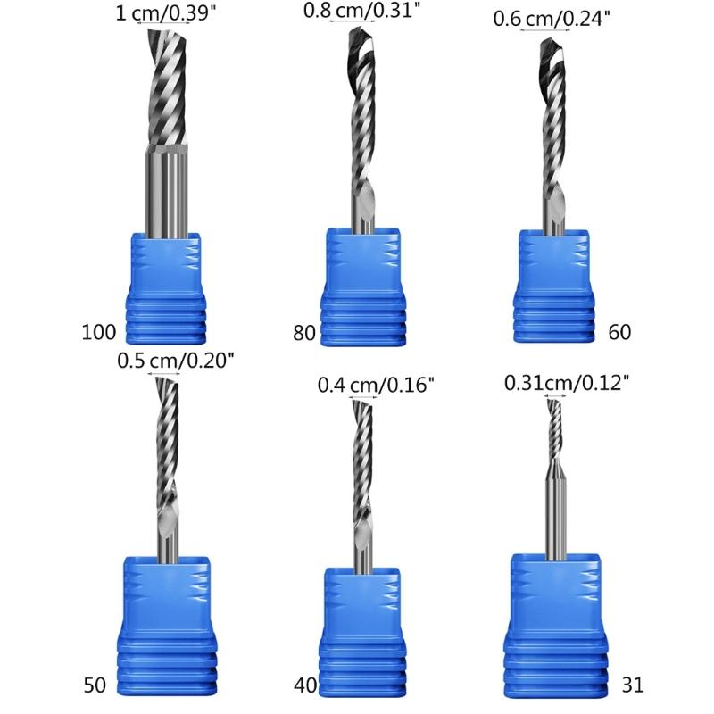 3,175mm/4mm/5mm/6mm/8mm/10mm Spiralfräser Abwärtsschnitt Einlippig Router Bit CNC Schaftfräser Hartmetallfräser