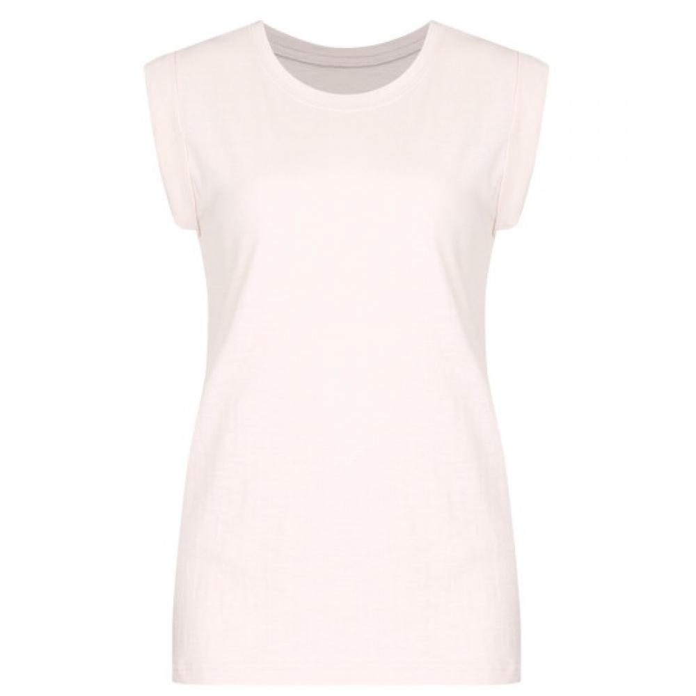 Shop Round Slub Cotton Double Sleeve Tank Top Beige Dai Wsh 0519