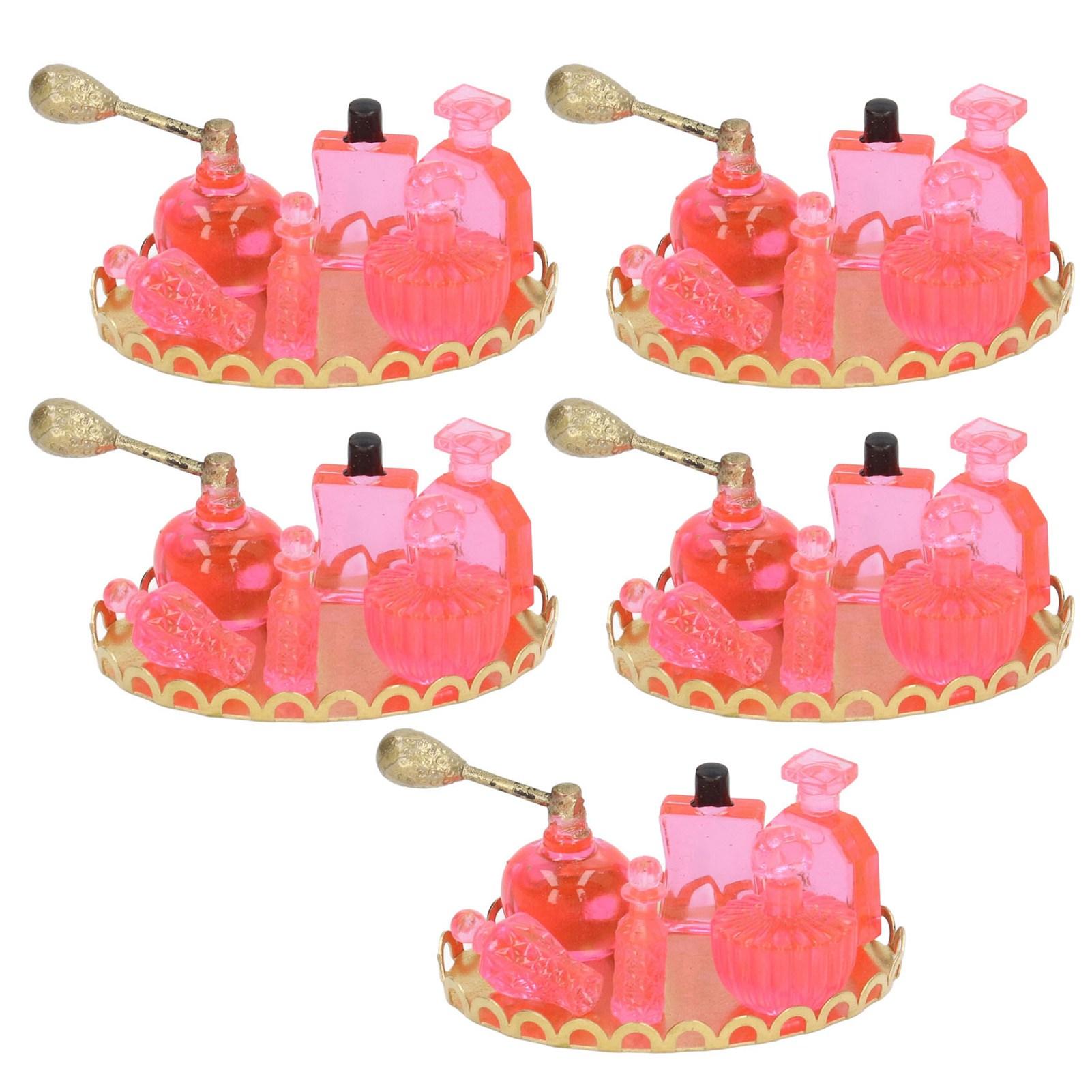 

1:12 1:6 Miniature Fragrance Model Golden Tray Perfume Bottles for Decoration
