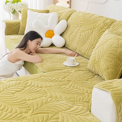 Housse de Canapé en Peluche d'Hiver Universelle Quatre Saisons Coussin Antidérapant Trois Places Un Canapé d'Art Housse Entièrement Enveloppée Housse Universelle