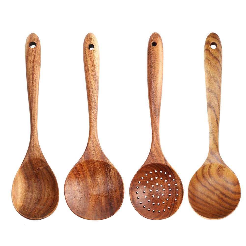 Bambú de Madera de 3 piezas conjunto de utensilios de cocina comedor cuchillo tenedor cuchara de sopa de mezcla
