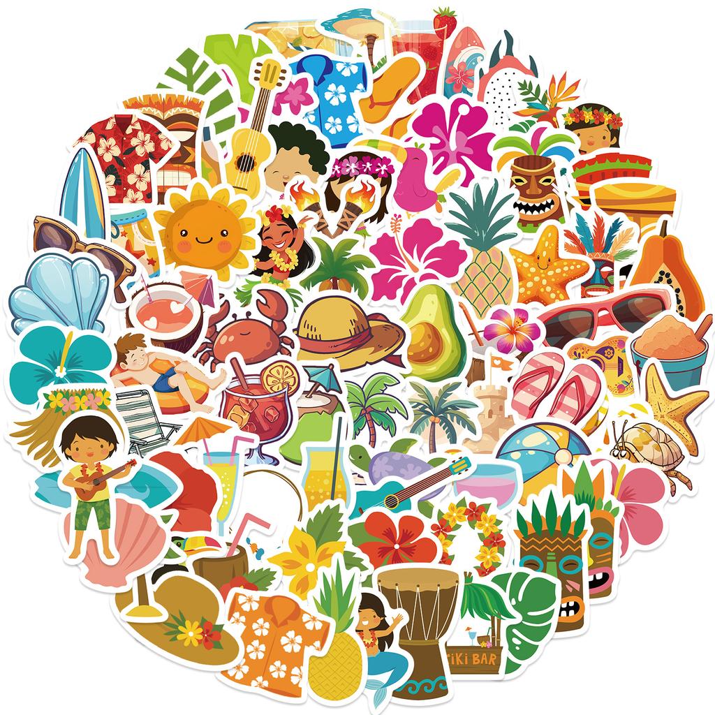 100 Summer Beach Style Graffiti Stickers Decorate Notebook Suitcase DIY Waterproof