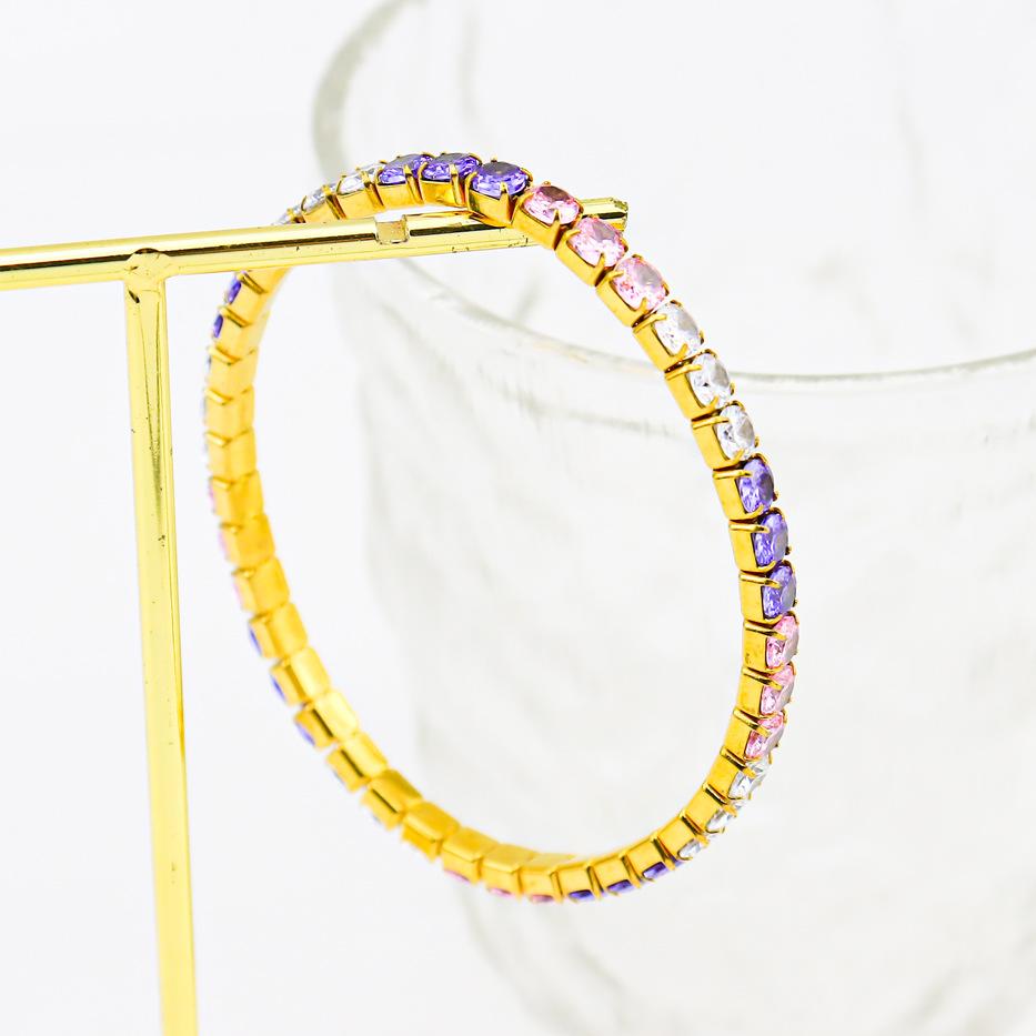 Stainless Steel Personalized Niche Style Diy Bracelet Inlaid With Multi-Color Zircon Titanium Steel Gold-Plated Elastic Rope Bracelet