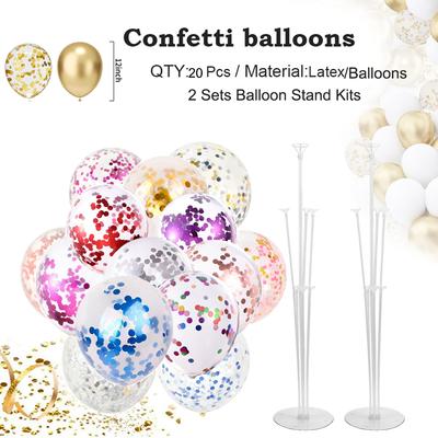 2 Sets Balloon Stand Kits,with 20pcs Balloons, Balloon Sticks Holder with Base for Table Graduation Birthday Gender Reveal Party Decorations