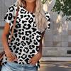 Women Summer T Shirt Leopard Print Print Retro Fashion Short Sleeve Tees Casual   Printed  Tops
