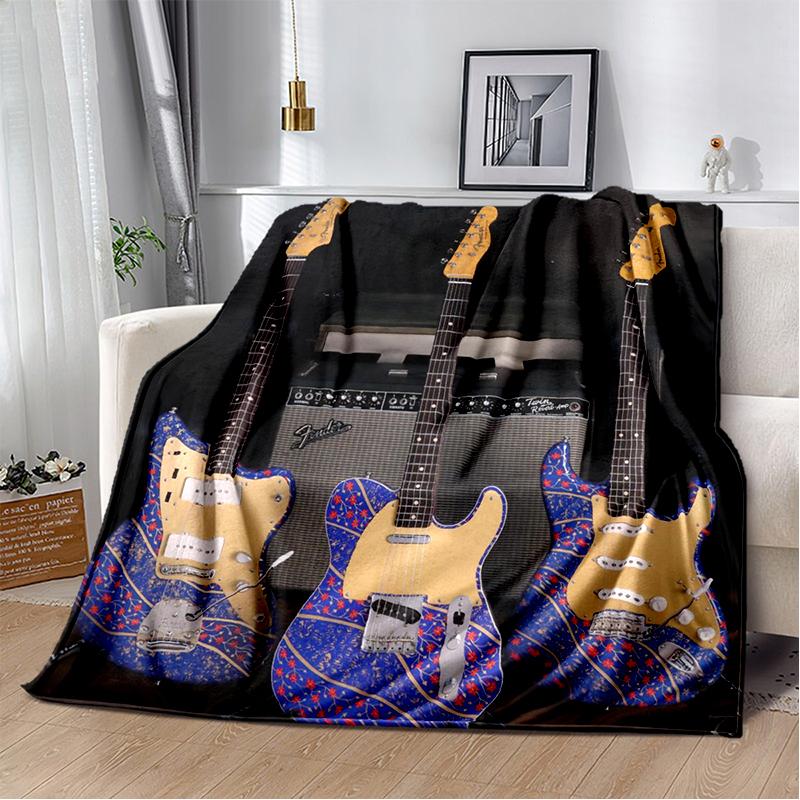 29 Stil Neu Fender Retro Gitarre Instrumente Musik Logo Decke, Weiche Überwurfdecke für Zuhause Schlafzimmer Bett Sofa Reise Picknickdecke