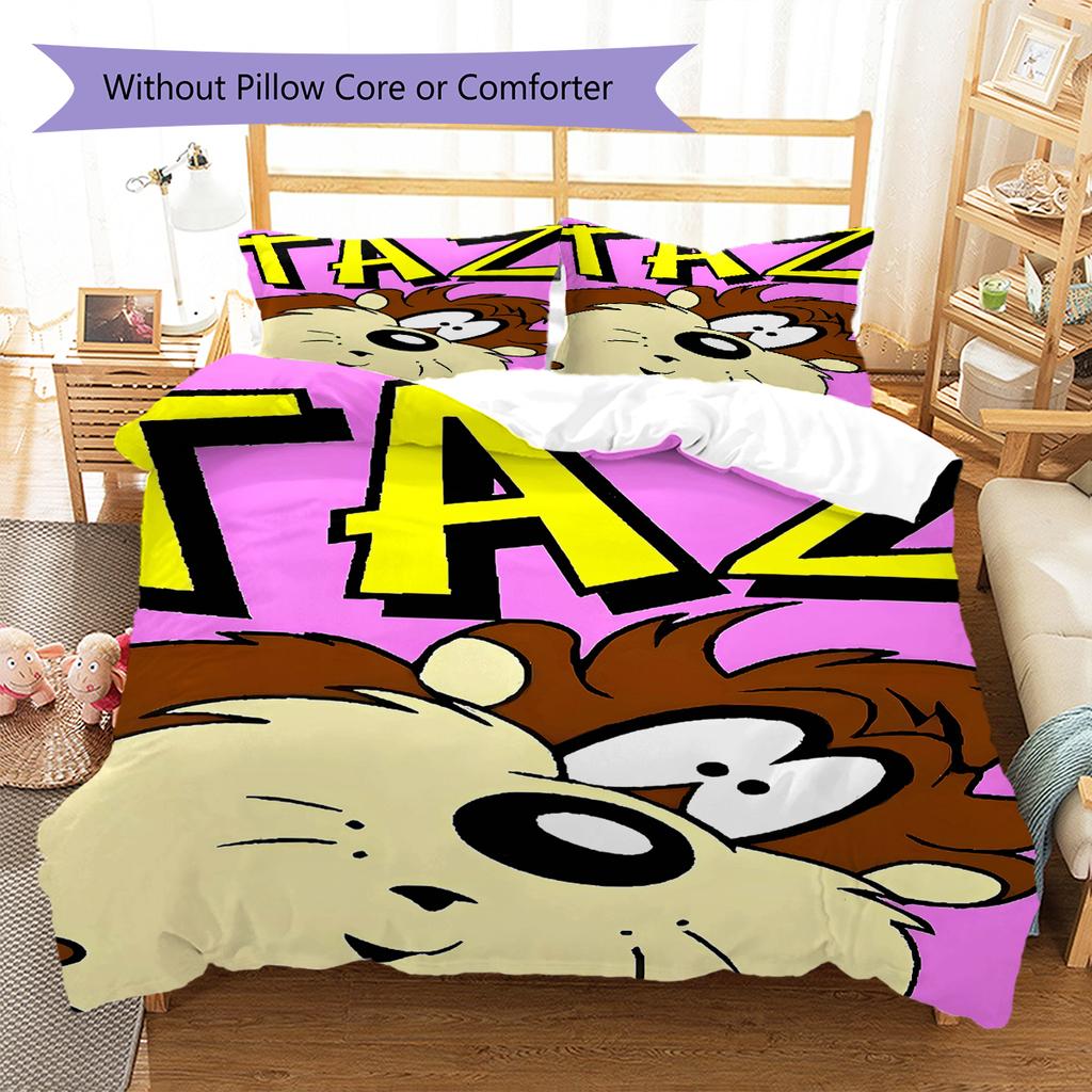 Tazmanian Devil Pattern Bedding,Quilt Set Quilt Cover Pillowcase Home Birthday Gift (1 * duvet cover + 2 * pillowcase, without core)