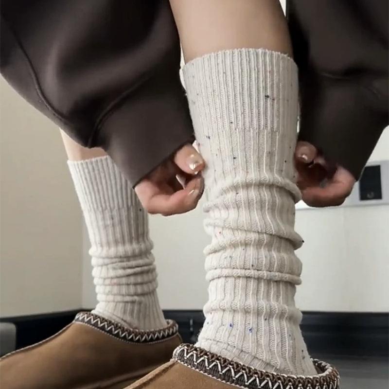 

Женские осенне-зимние модные новые серые носки до икры с пушистой отделкой 1 pair