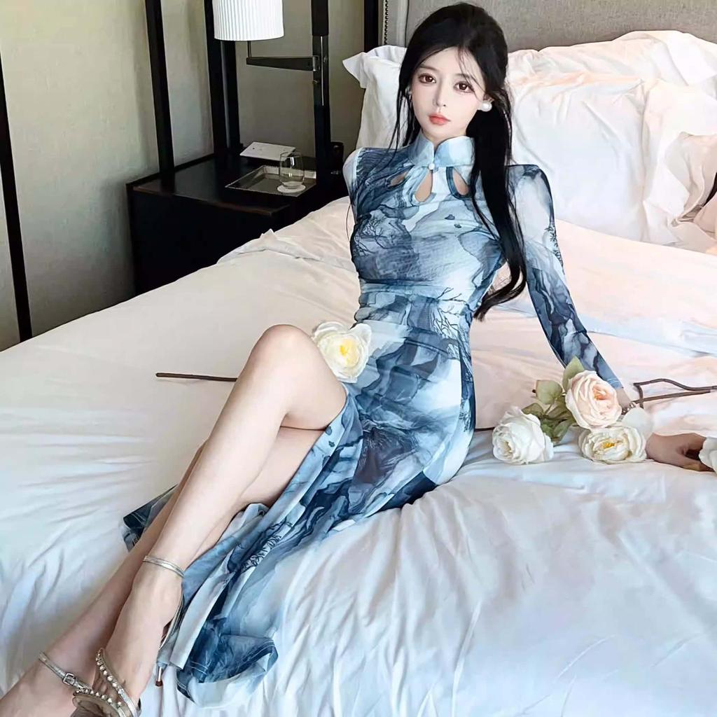 2025 Modern Chinese Qipao: Elegant Slim-Fit High Slit Dress for Summer & Autumn