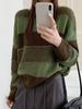 Women's 2025 New Autumn/Winter Slim Fit Wool Sweater with Contrasting Stripes