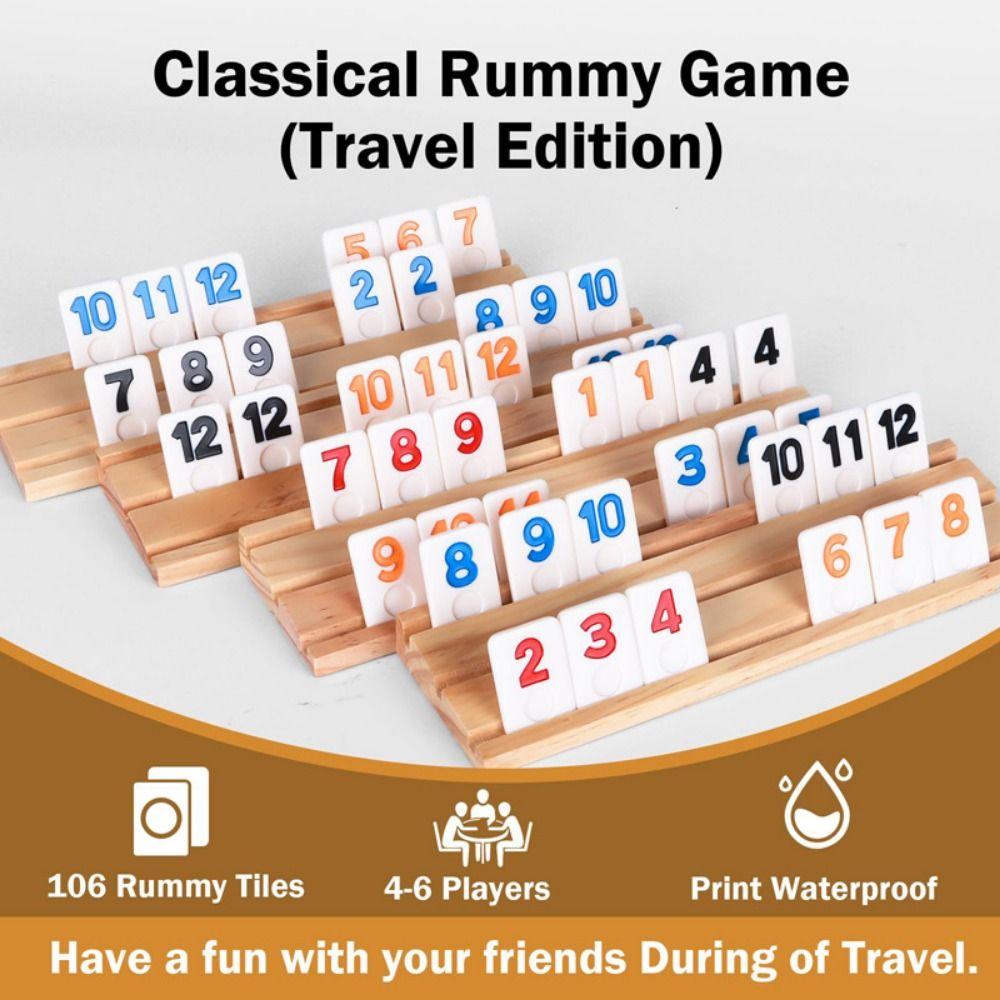 106 Delen Draagbare Koffer Rummy Kubus Spel 106 Stenen Rummy Stenen Klassiek Bordspel Spel voor Meerdere Spelers