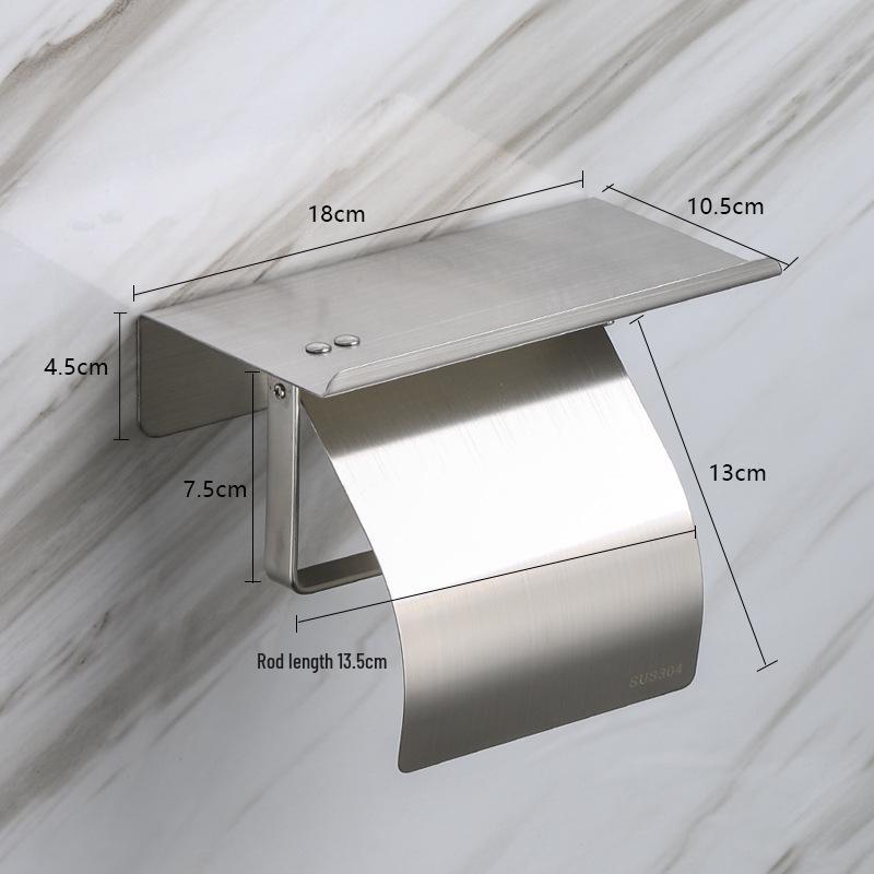 Stainless Steel Toilet Paper Holder with Phone Shelf, Punch-Free Installation for Home and Public Restrooms