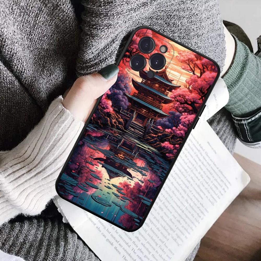 Japanese Landscape Phone Case For IPhone 16 15 8 7 6 6S Plus X SE XR XS 14 11 12 13 Mini Pro Max Mobile Case