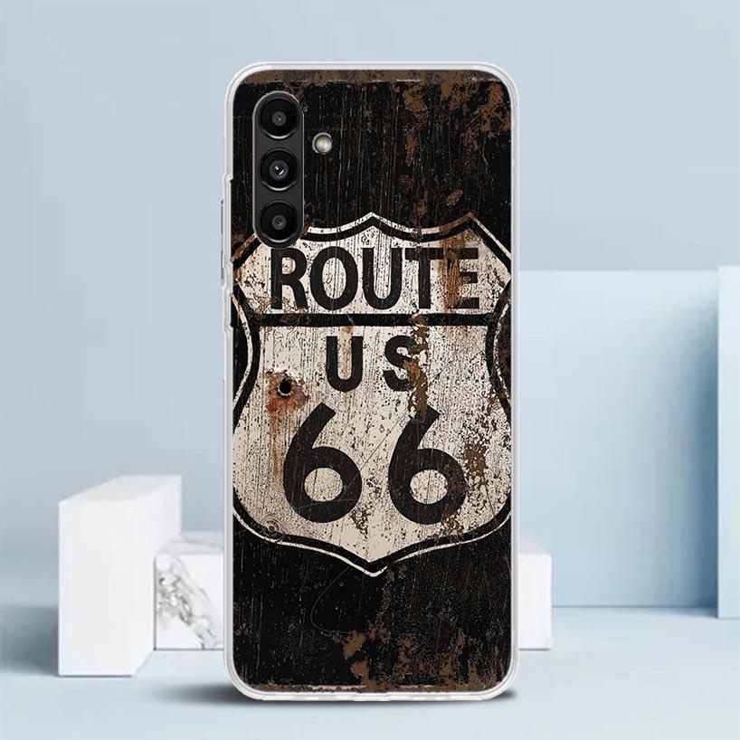 America Route 66 Cover for Samsung Galaxy A17 A37 A57 A16 A26 A36 A56 A15 A14 A55 Phone Case A13 A53 A25 A35 A24 A34 A23 A33 Gal