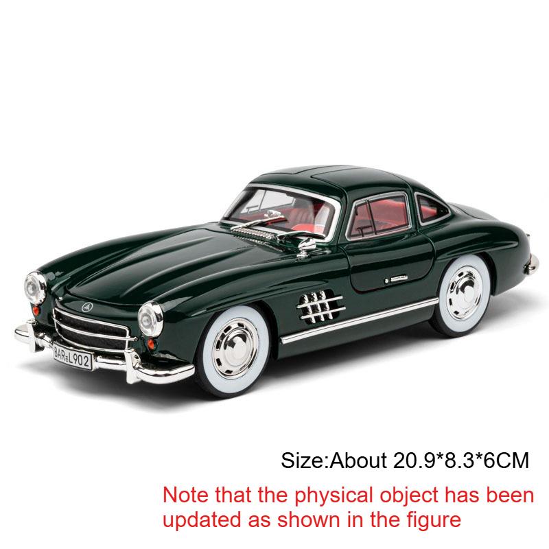 Scale 1:24 SLR 300SL Car Model Toy Doors Opened Light Sound Shock Absorption Miniature Supercar Models for Kids Holiday Gifts